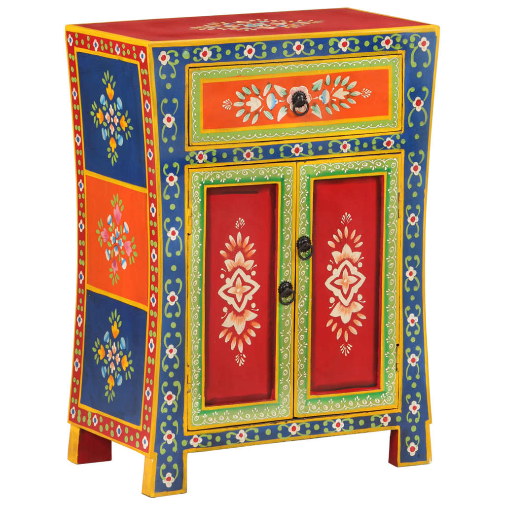 vidaXL Hand Painted Sideboard 54x30x74 cm Solid Wood Mango 1