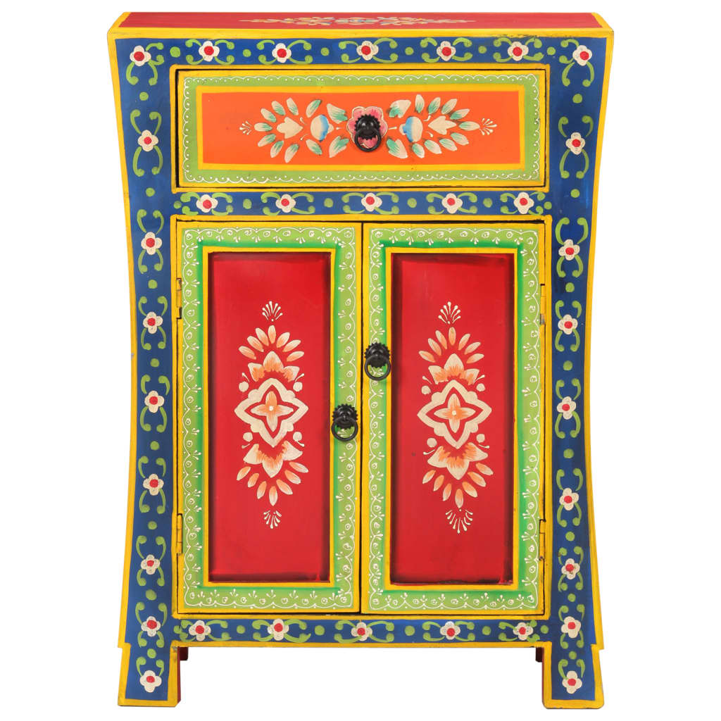 vidaXL Hand Painted Sideboard 54x30x74 cm Solid Wood Mango 2