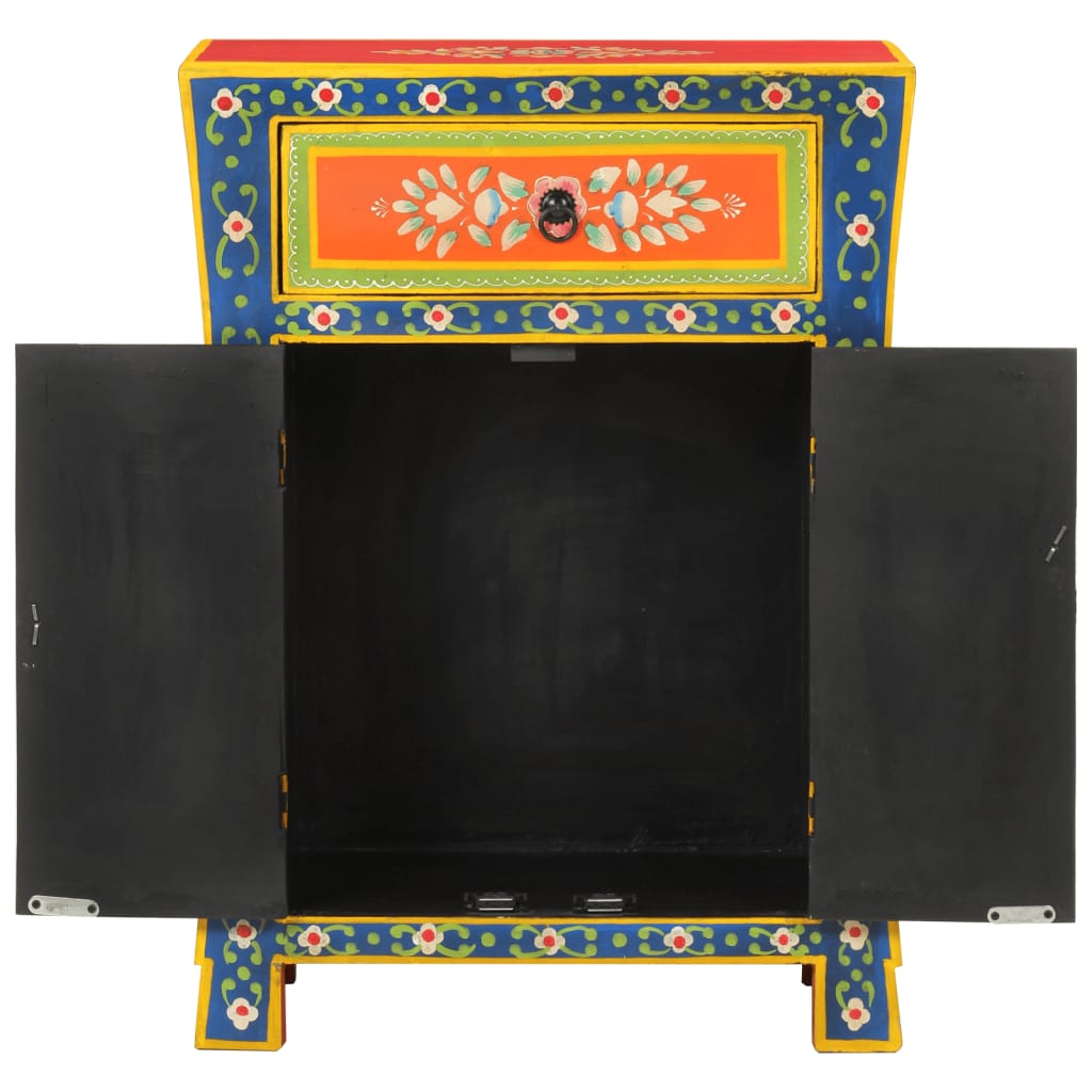 vidaXL Hand Painted Sideboard 54x30x74 cm Solid Wood Mango 3
