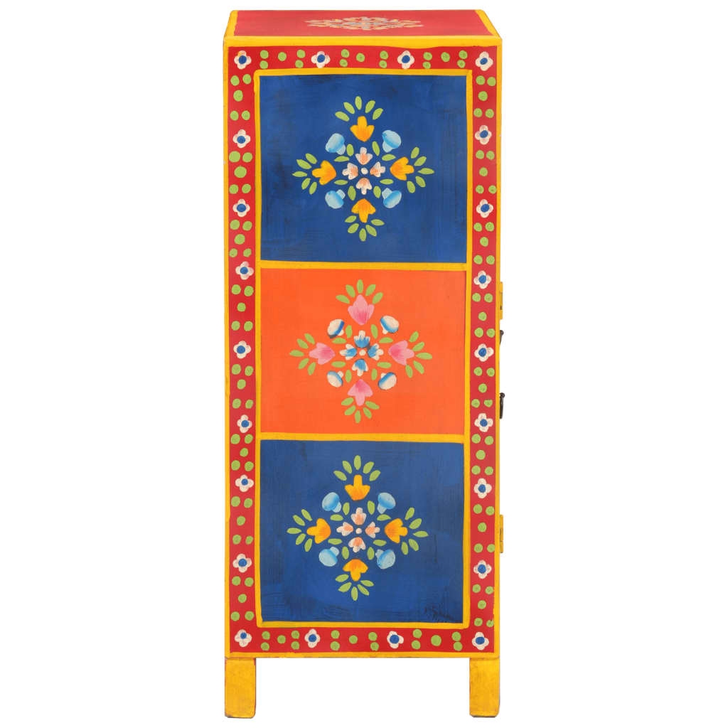 vidaXL Hand Painted Sideboard 54x30x74 cm Solid Wood Mango 5