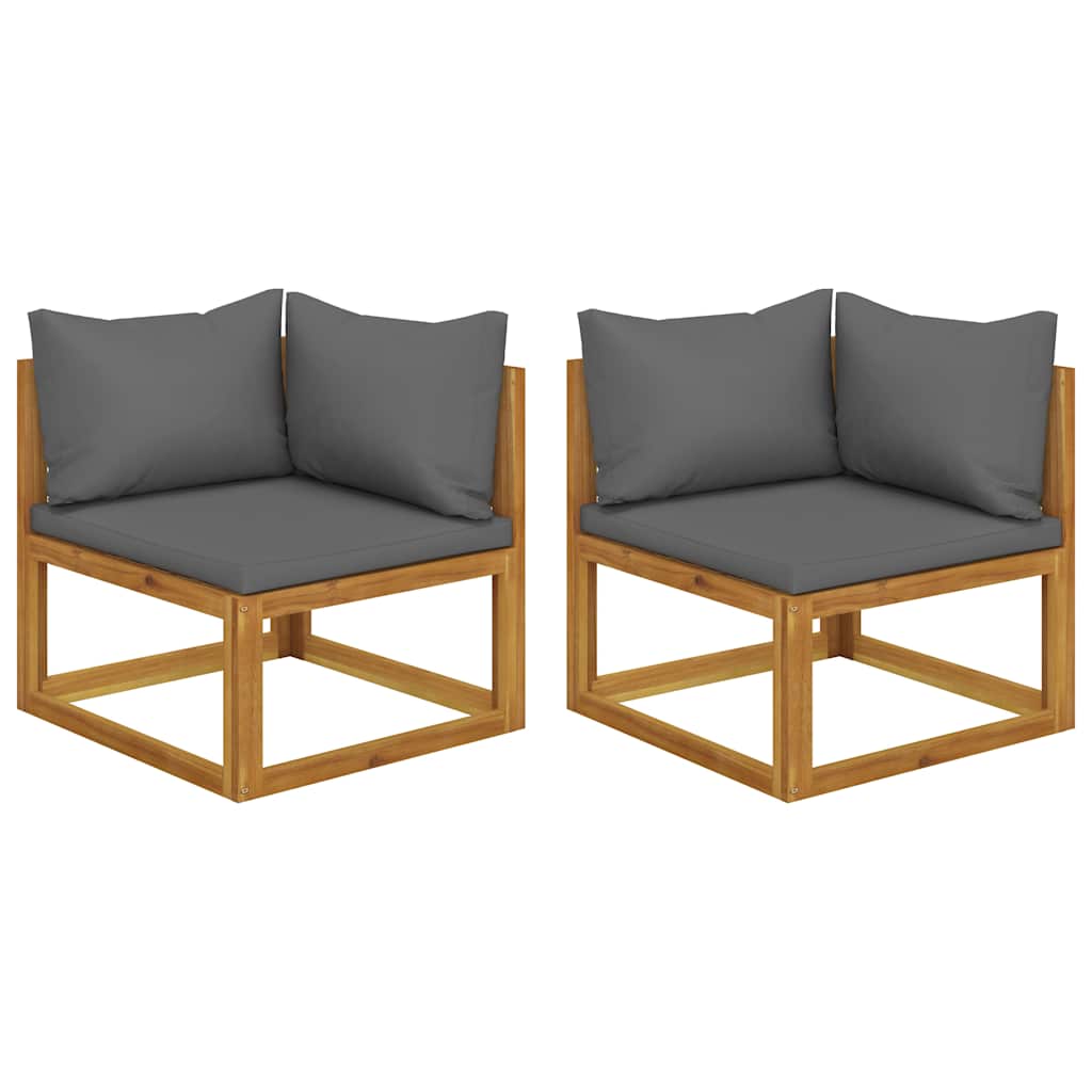 vidaXL Sectional Corner Sofas 2 pcs with Cushions Solid Wood Acacia 1