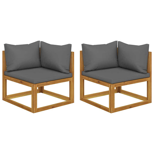 vidaXL Sectional Corner Sofas 2 pcs with Cushions Solid Wood Acacia 1