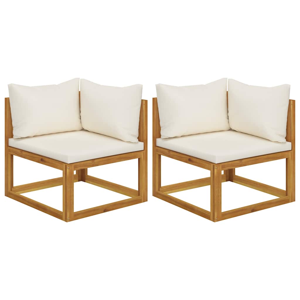 vidaXL Sectional Corner Sofas 2 pcs with Cushions Solid Wood Acacia 1