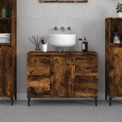 Sink Cabinet 80x33x60 cm Engineered Wood Smoked oak