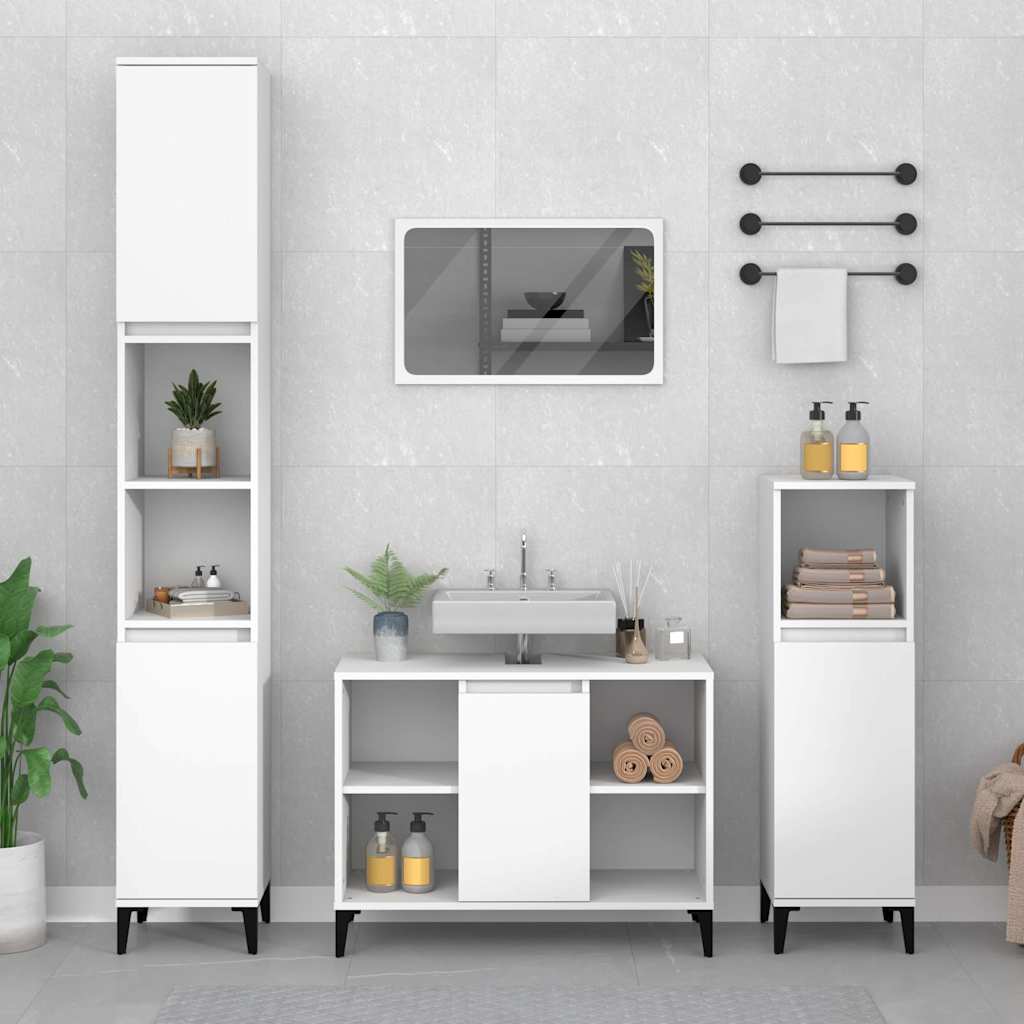 Sink Cabinet 80x33x60 cm Engineered Wood White