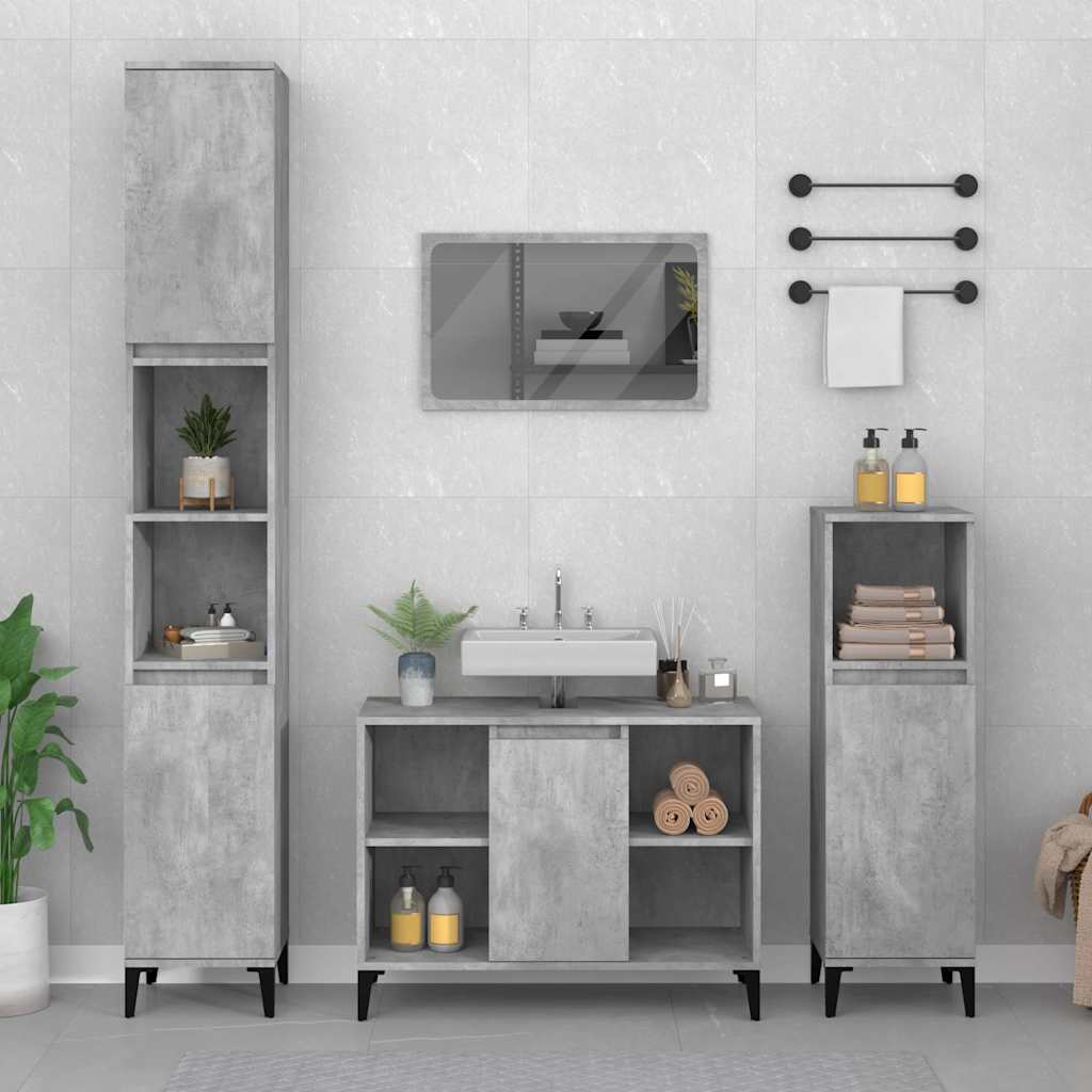 Sink Cabinet 80x33x60 cm Engineered Wood Concrete grey
