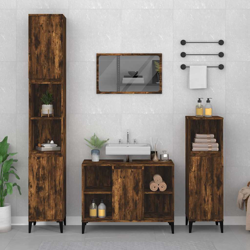 Sink Cabinet 80x33x60 cm Engineered Wood Smoked oak