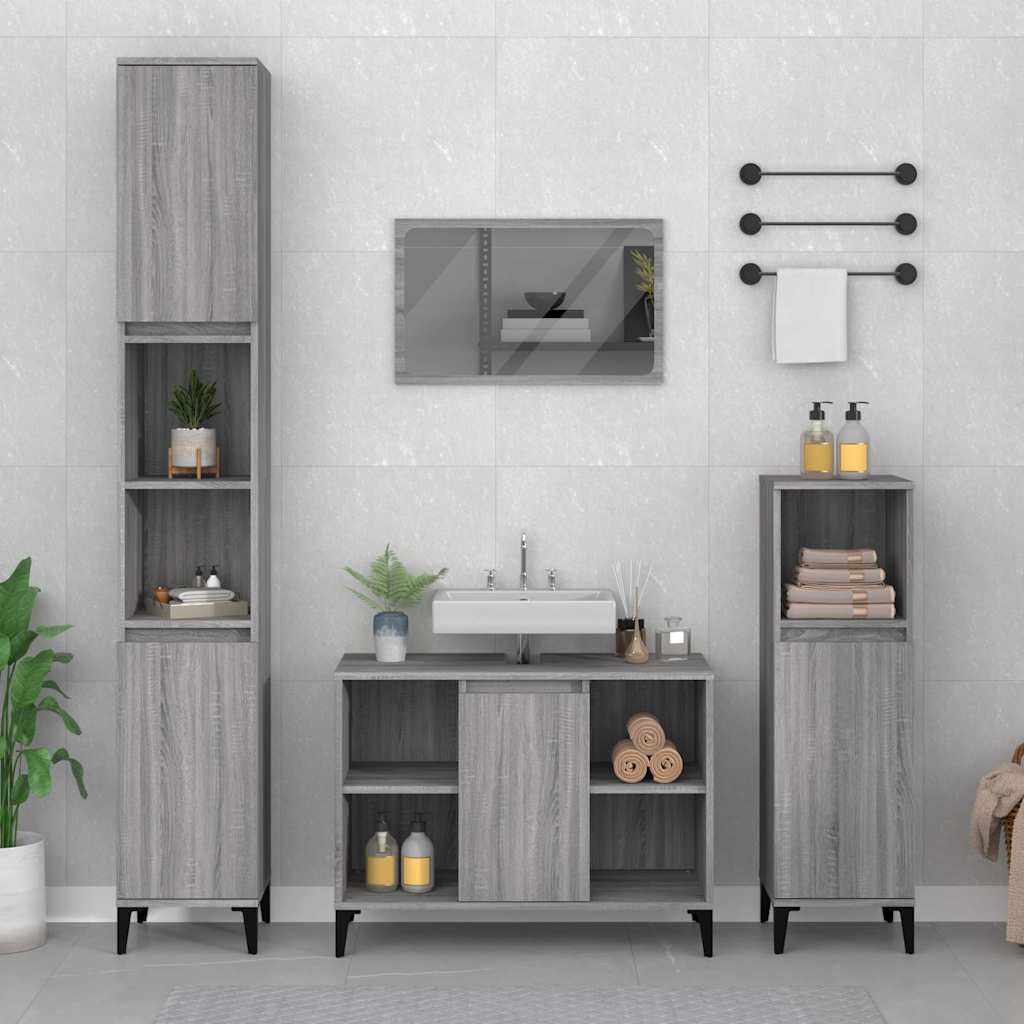 Sink Cabinet 80x33x60 cm Engineered Wood Grey sonoma