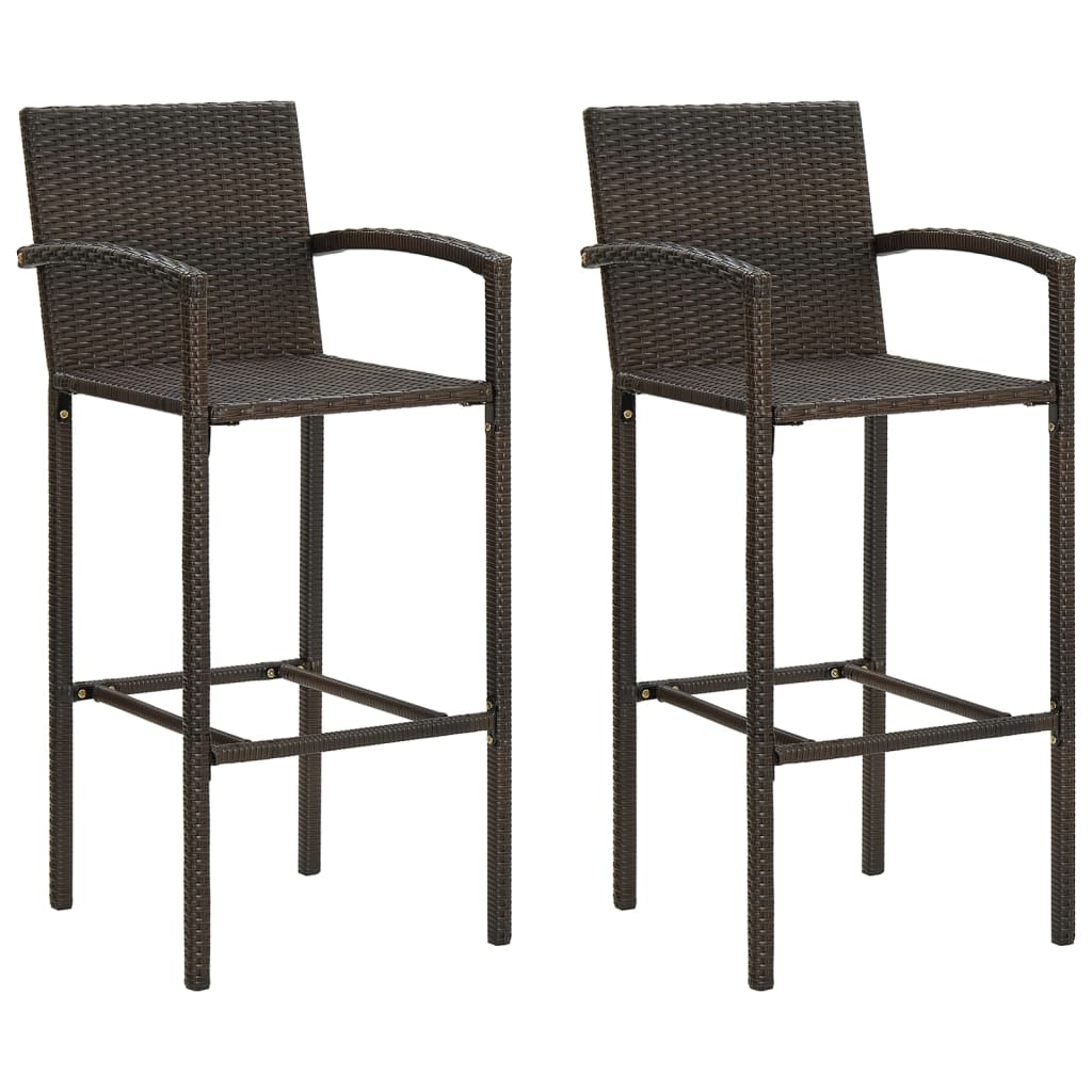 Bar Stools Poly Rattan Brown 2