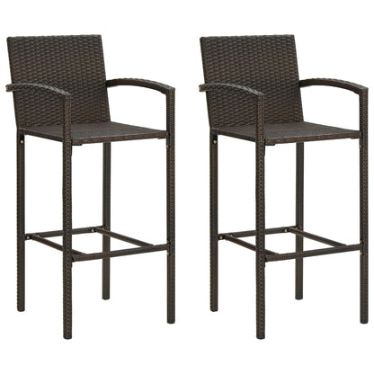 Bar Stools Poly Rattan Brown 2