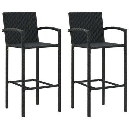 Bar Stools Poly Rattan Black 2