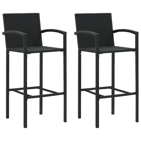 Bar Stools Poly Rattan Black 2