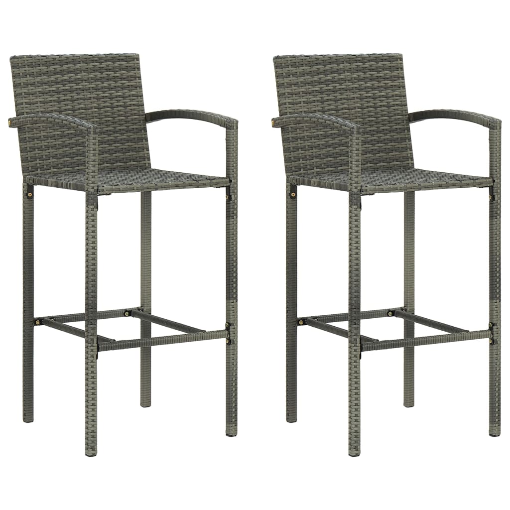 Bar Stools Poly Rattan Grey 2