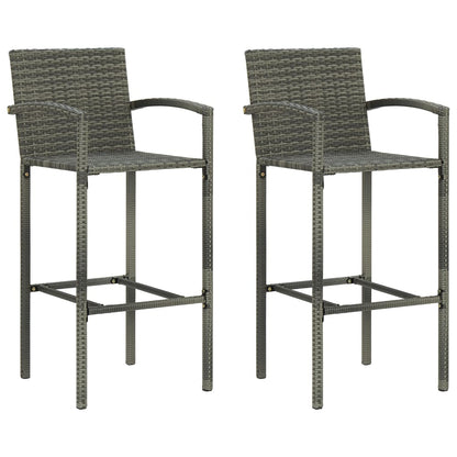Bar Stools Poly Rattan Grey 2