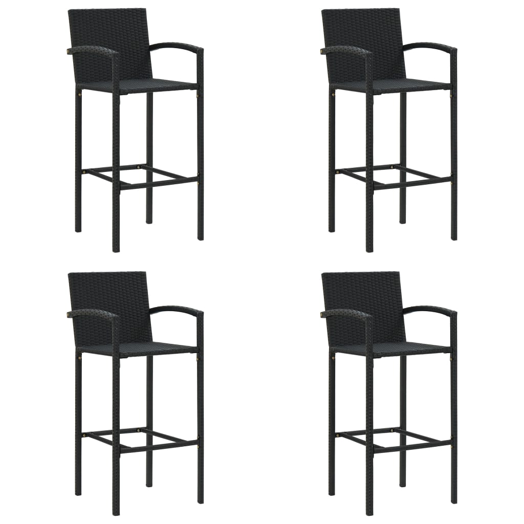 Bar Stools Poly Rattan Black 4
