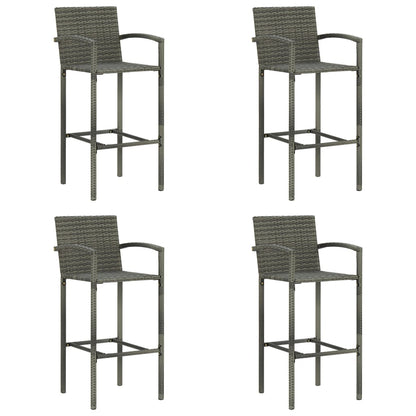 vidaXL Bar Stools 4 pcs Grey Poly Rattan 1