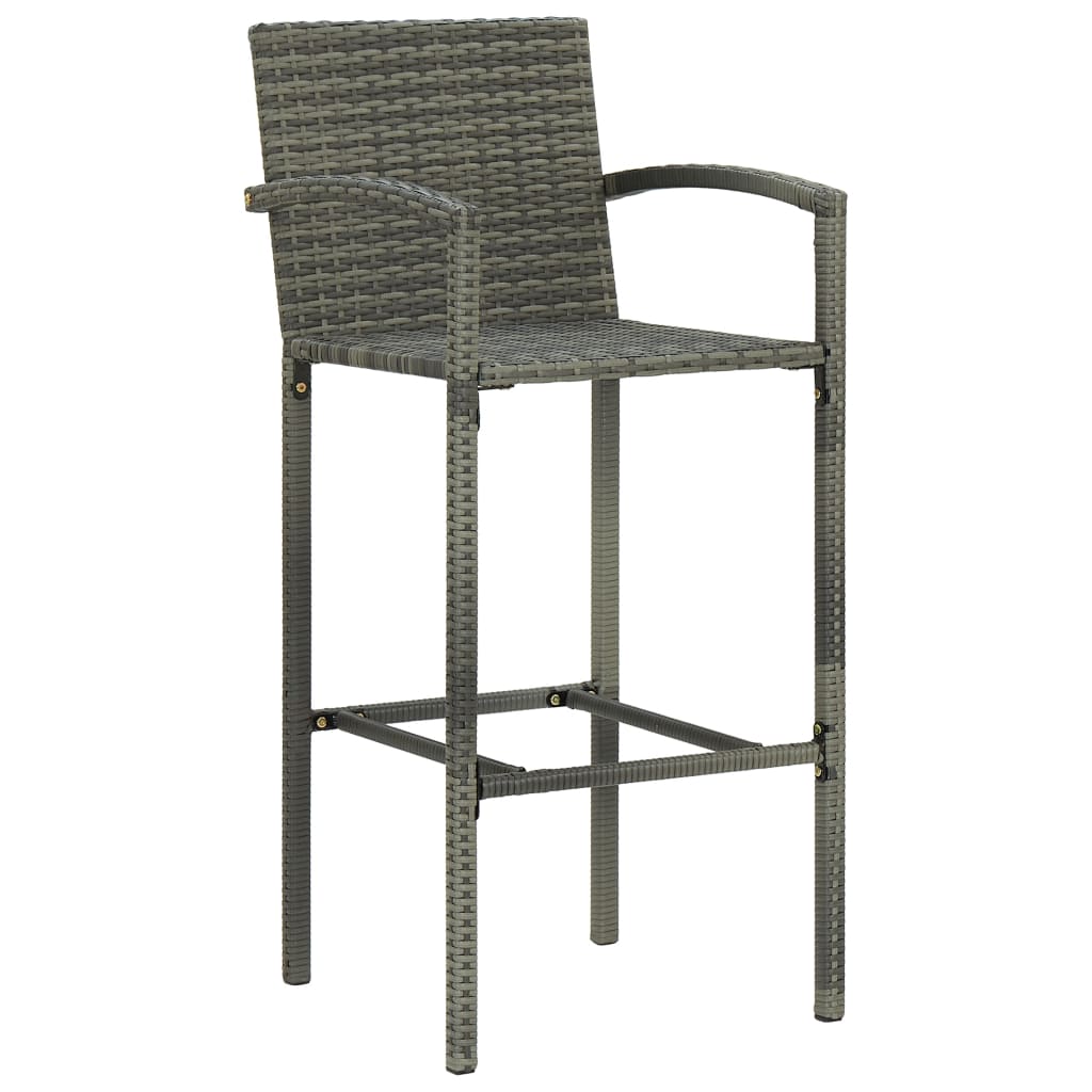 vidaXL Bar Stools 4 pcs Grey Poly Rattan 2