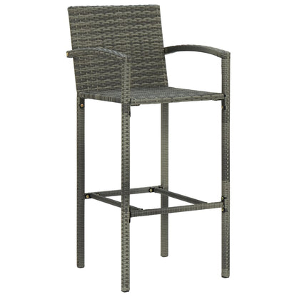 vidaXL Bar Stools 4 pcs Grey Poly Rattan 2