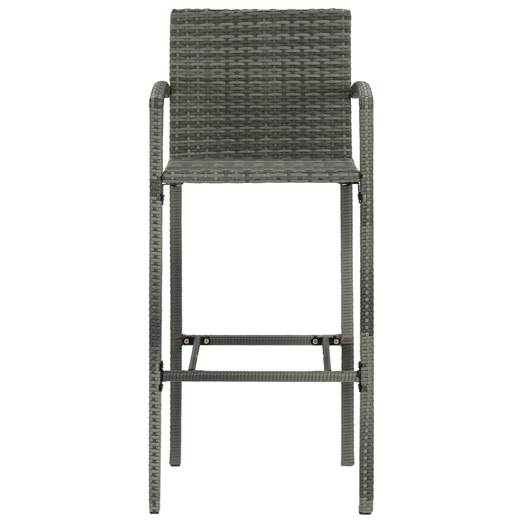 vidaXL Bar Stools 4 pcs Grey Poly Rattan 3