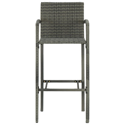 vidaXL Bar Stools 4 pcs Grey Poly Rattan 3