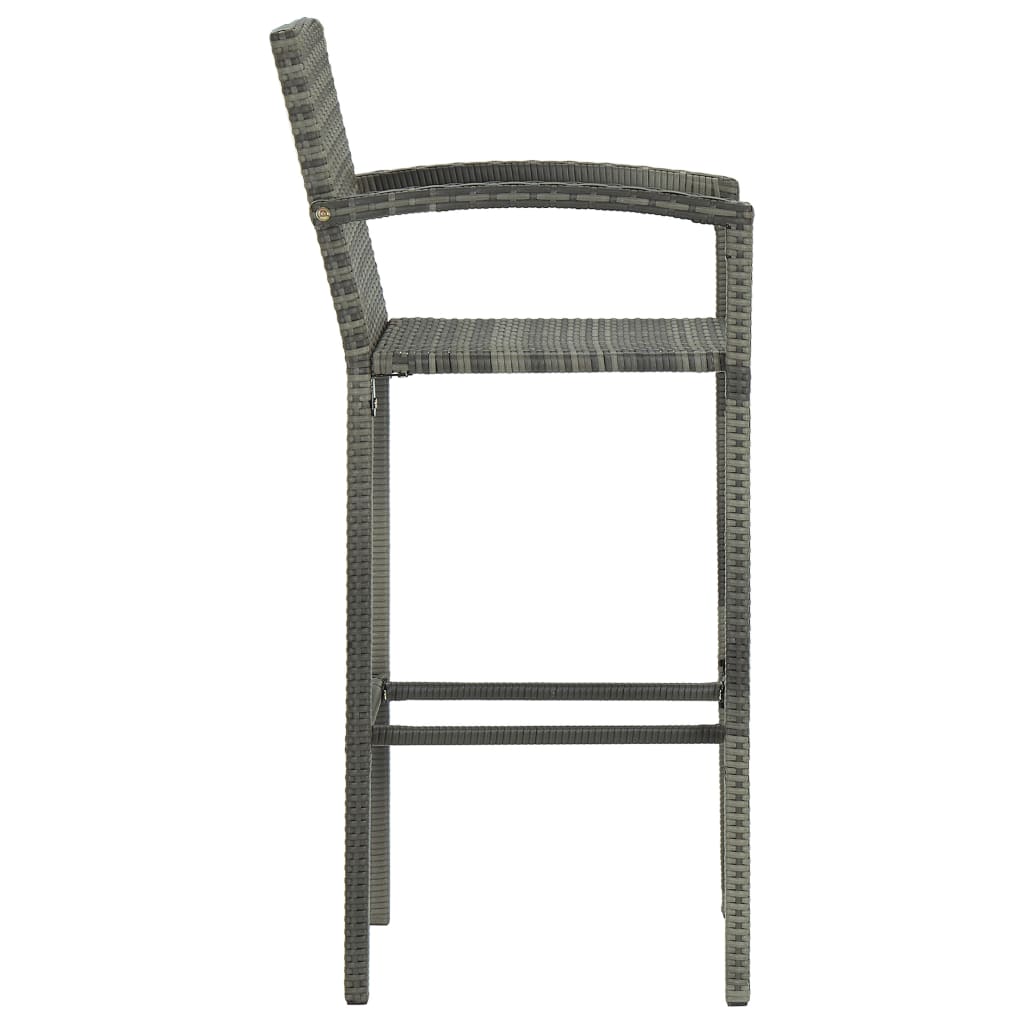 vidaXL Bar Stools 4 pcs Grey Poly Rattan 4