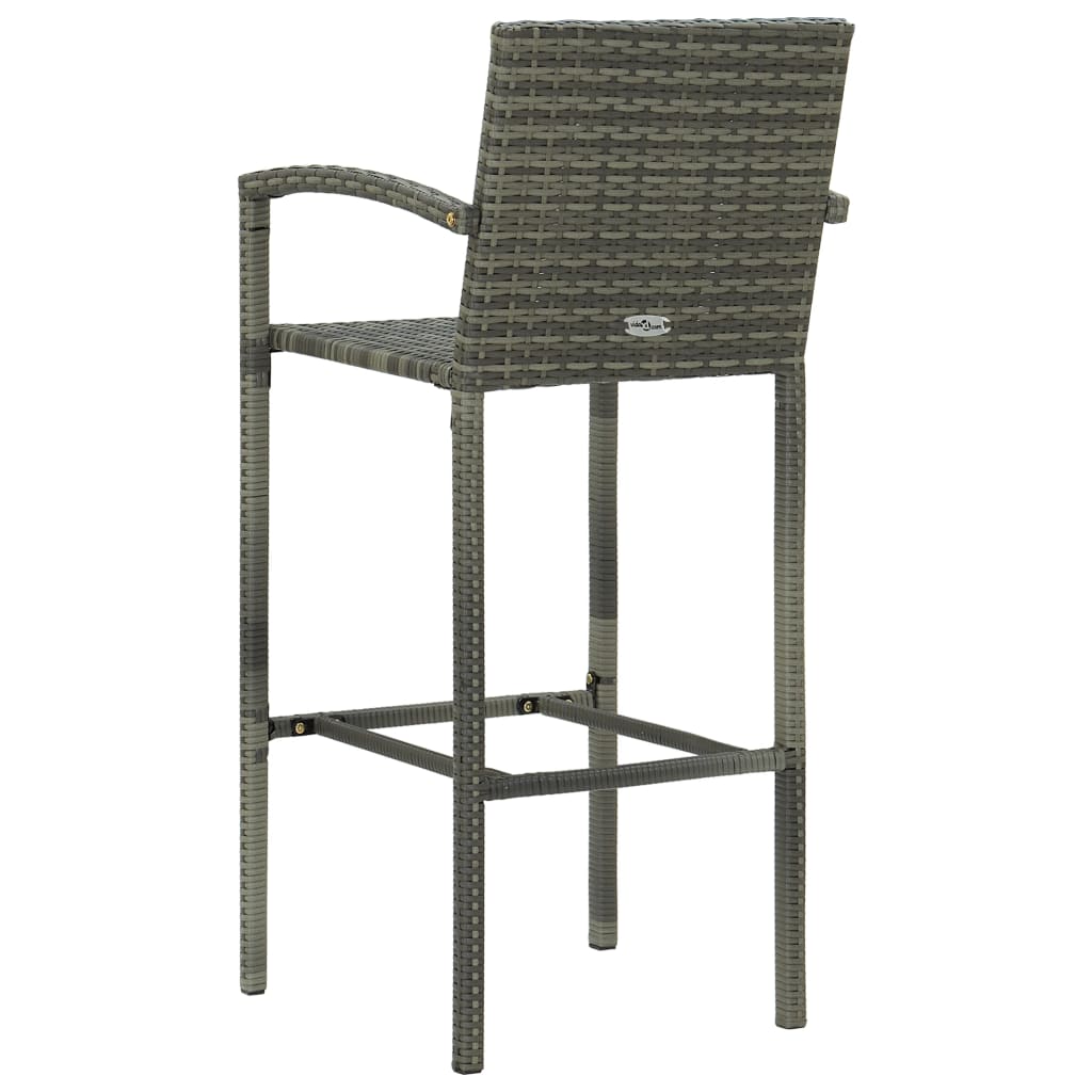 vidaXL Bar Stools 4 pcs Grey Poly Rattan 5