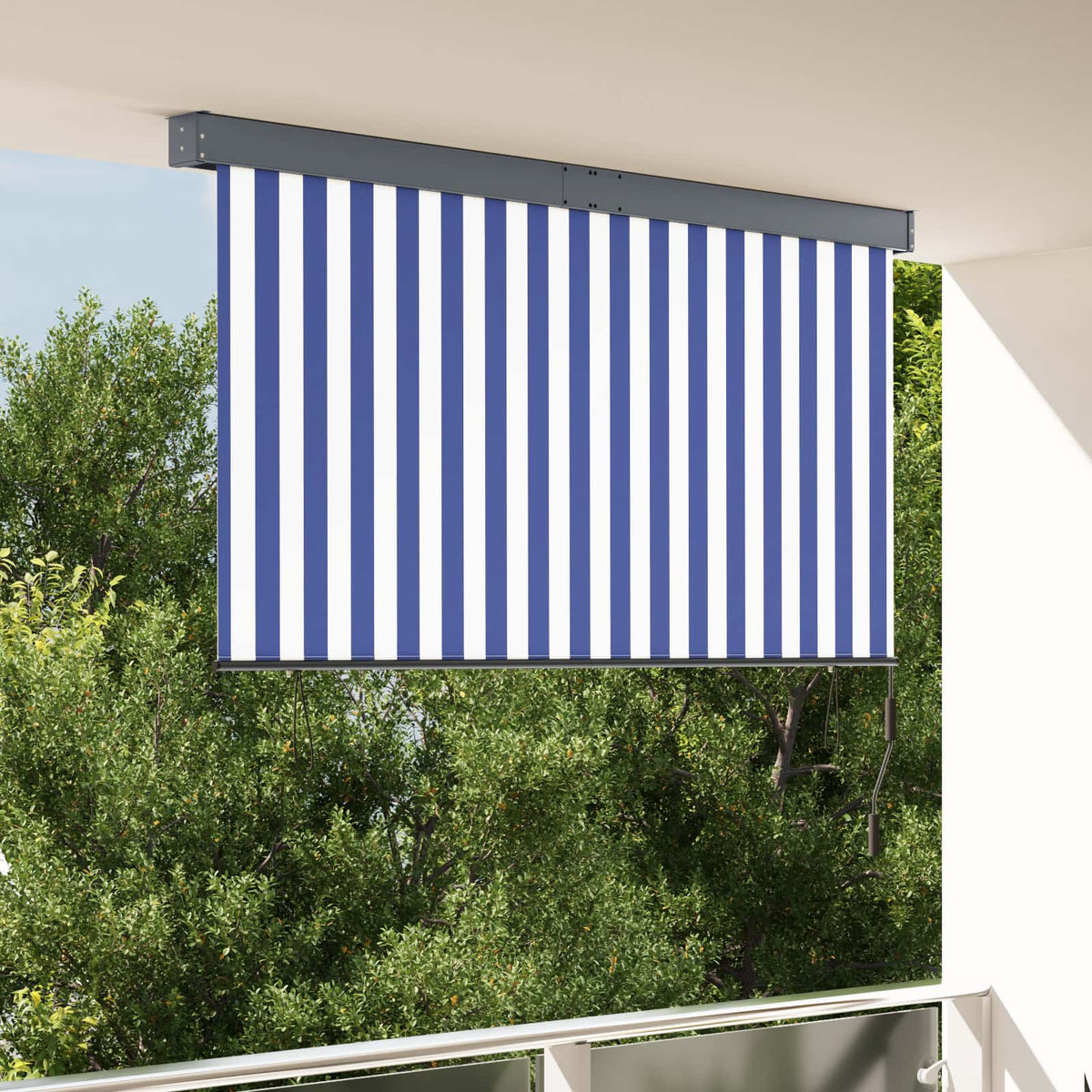 Roller Blind Fabric and Aluminum 180 x 250 cm Blue and white