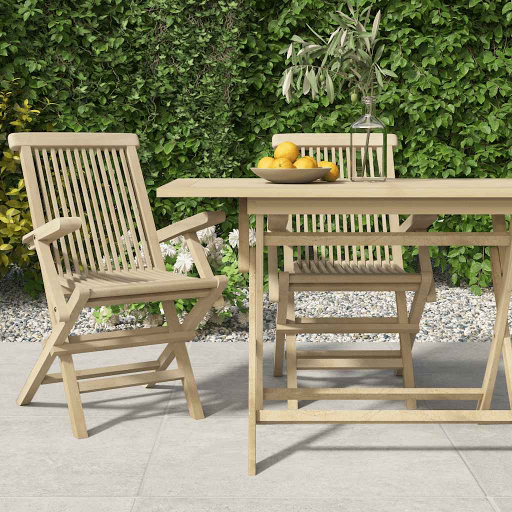 vidaXL Folding Chairs Grey 56x61x89 cm Solid Wood Teak