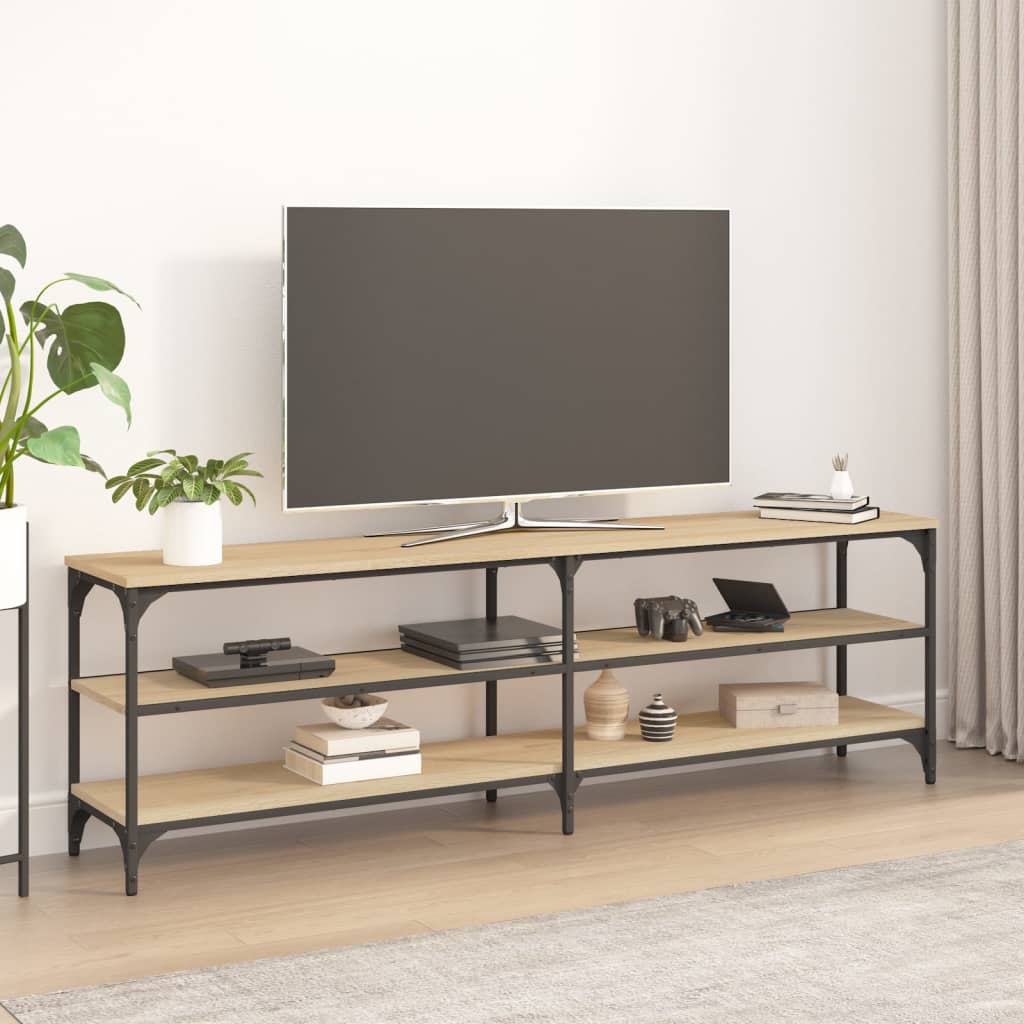 TV Cabinet 180x30x50 cm Engineered Wood and Metal Sonoma oak 160 cm