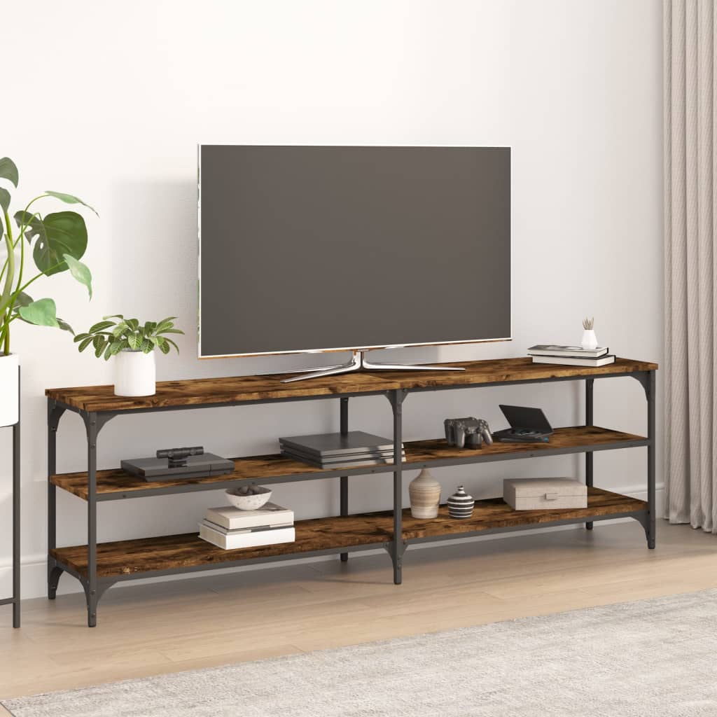 TV Cabinet 180x30x50 cm Engineered Wood and Metal Smoked oak 160 cm