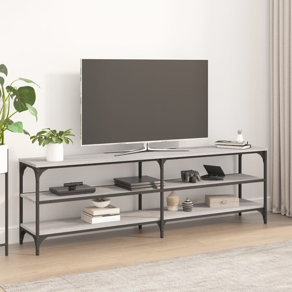 TV Cabinet 180x30x50 cm Engineered Wood and Metal Grey sonoma 160 cm