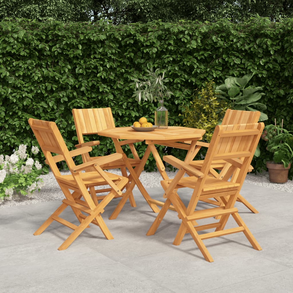 vidaXL 5 Piece Garden Dining Set Solid Wood Teak 1