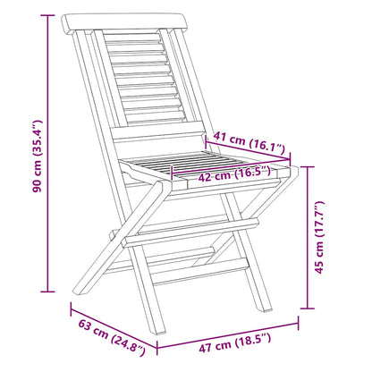 vidaXL Folding Chairs 4 pcs 47x63x90 cm Solid Wood Teak 5