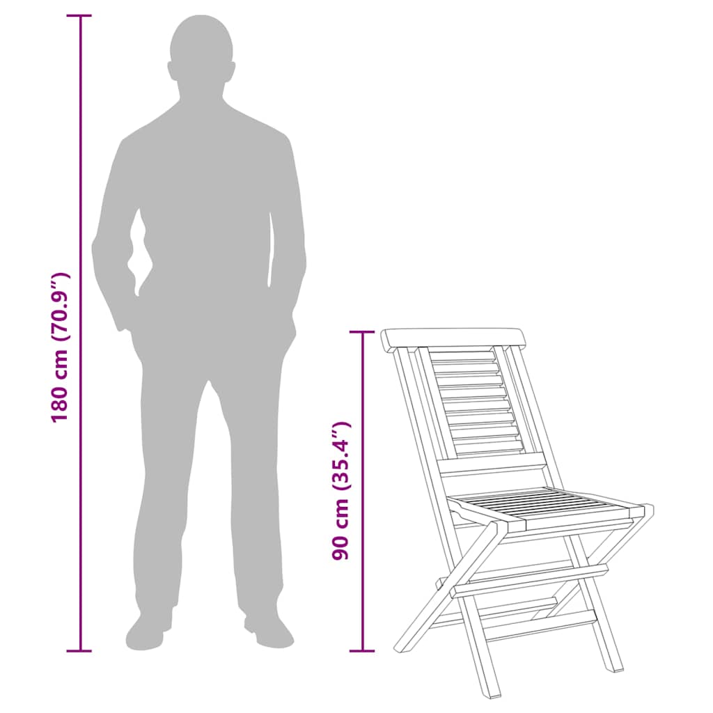 vidaXL Folding Chairs 4 pcs 47x63x90 cm Solid Wood Teak 6