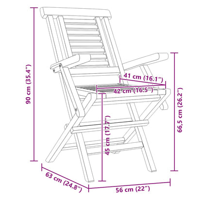 vidaXL Folding Chairs 4 pcs 56x63x90 cm Solid Wood Teak 5