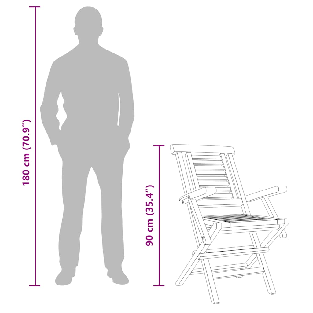 vidaXL Folding Chairs 4 pcs 56x63x90 cm Solid Wood Teak 6