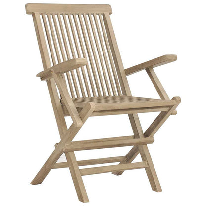vidaXL Folding Chairs 4 pcs Grey 56x61x89 cm Solid Wood Teak 3