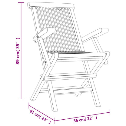 vidaXL Folding Chairs 4 pcs Grey 56x61x89 cm Solid Wood Teak 5