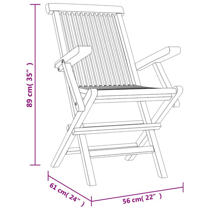 vidaXL Folding Chairs 6 pcs Grey 56x61x89 cm Solid Wood Teak 5