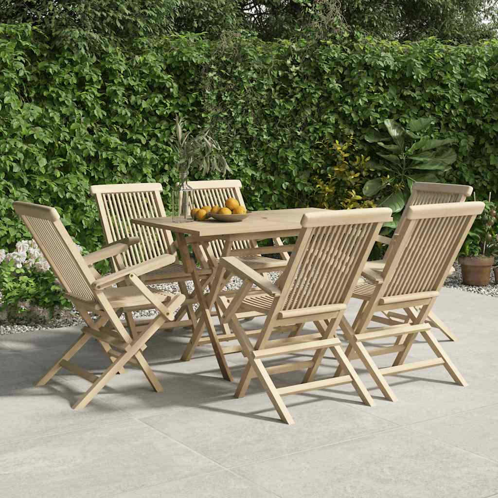 vidaXL Folding Chairs 6 pcs Grey 56x61x89 cm Solid Wood Teak 1