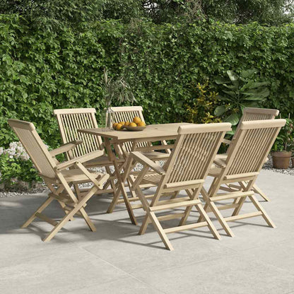 vidaXL Folding Chairs 6 pcs Grey 56x61x89 cm Solid Wood Teak 1