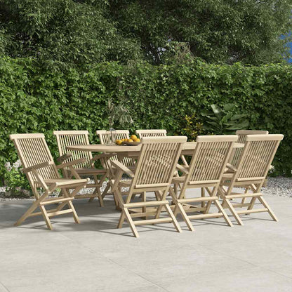 vidaXL Folding Chairs Grey 56x61x89 cm Solid Wood Teak