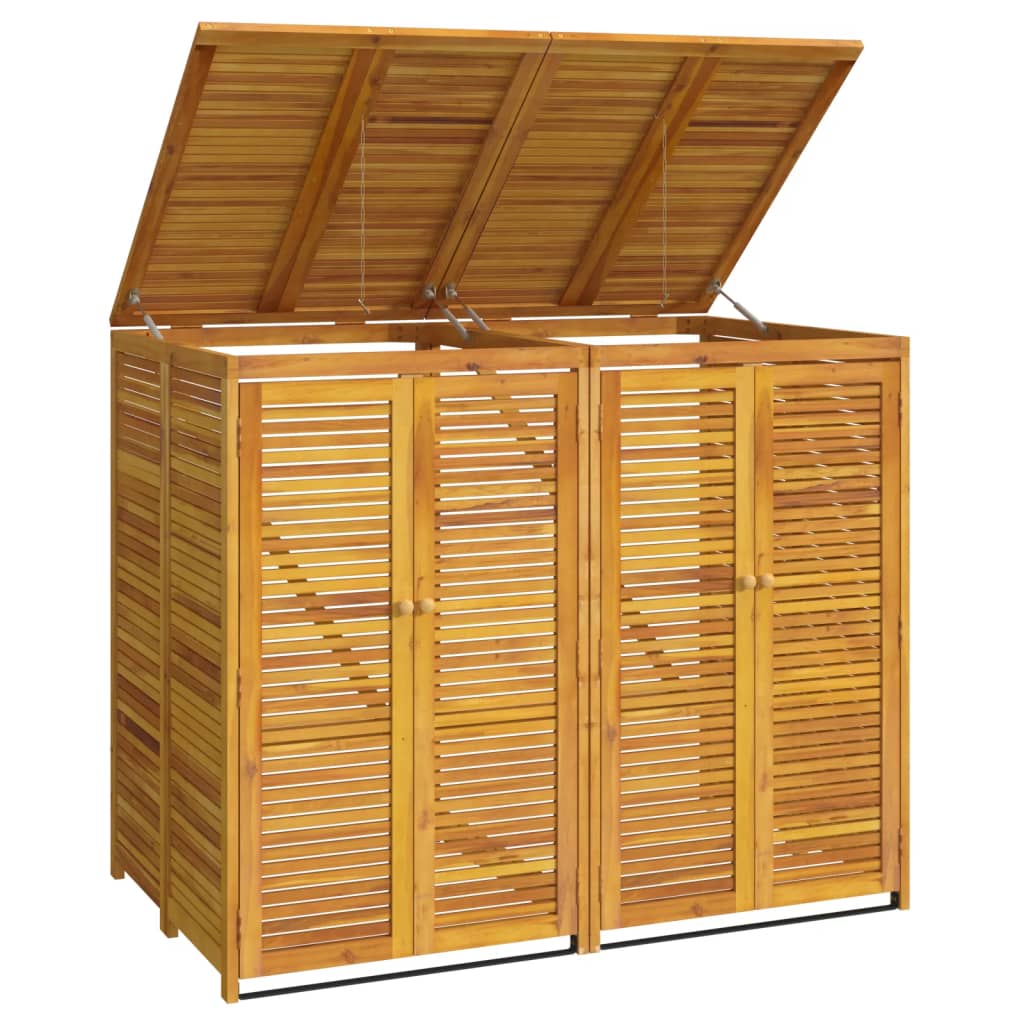vidaXL Double Garbage Bin Shed 140x89x117 cm Solid Wood Acacia 5