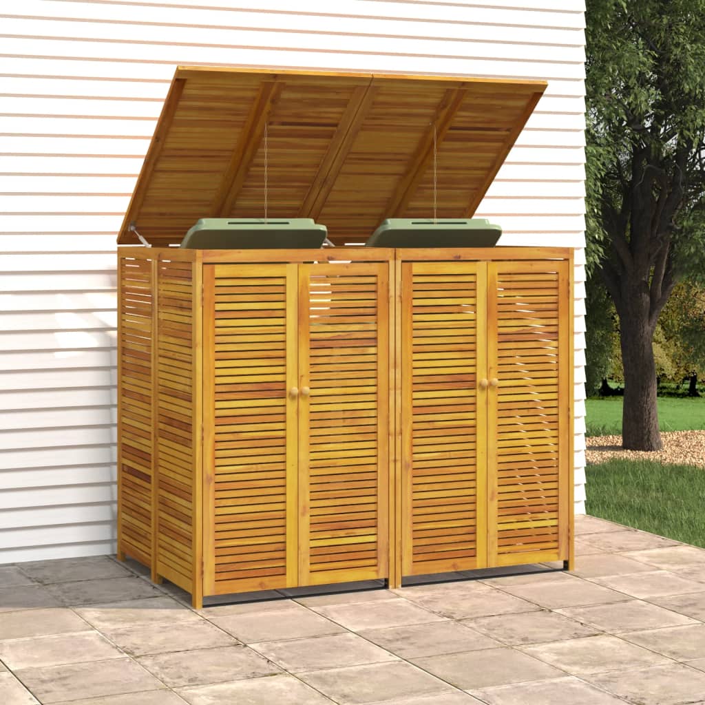 vidaXL Double Garbage Bin Shed 140x89x117 cm Solid Wood Acacia 3