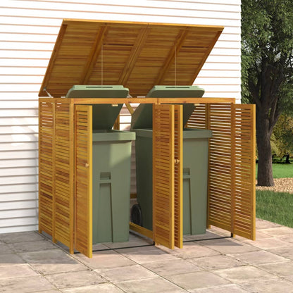 vidaXL Double Garbage Bin Shed 140x89x117 cm Solid Wood Acacia 1
