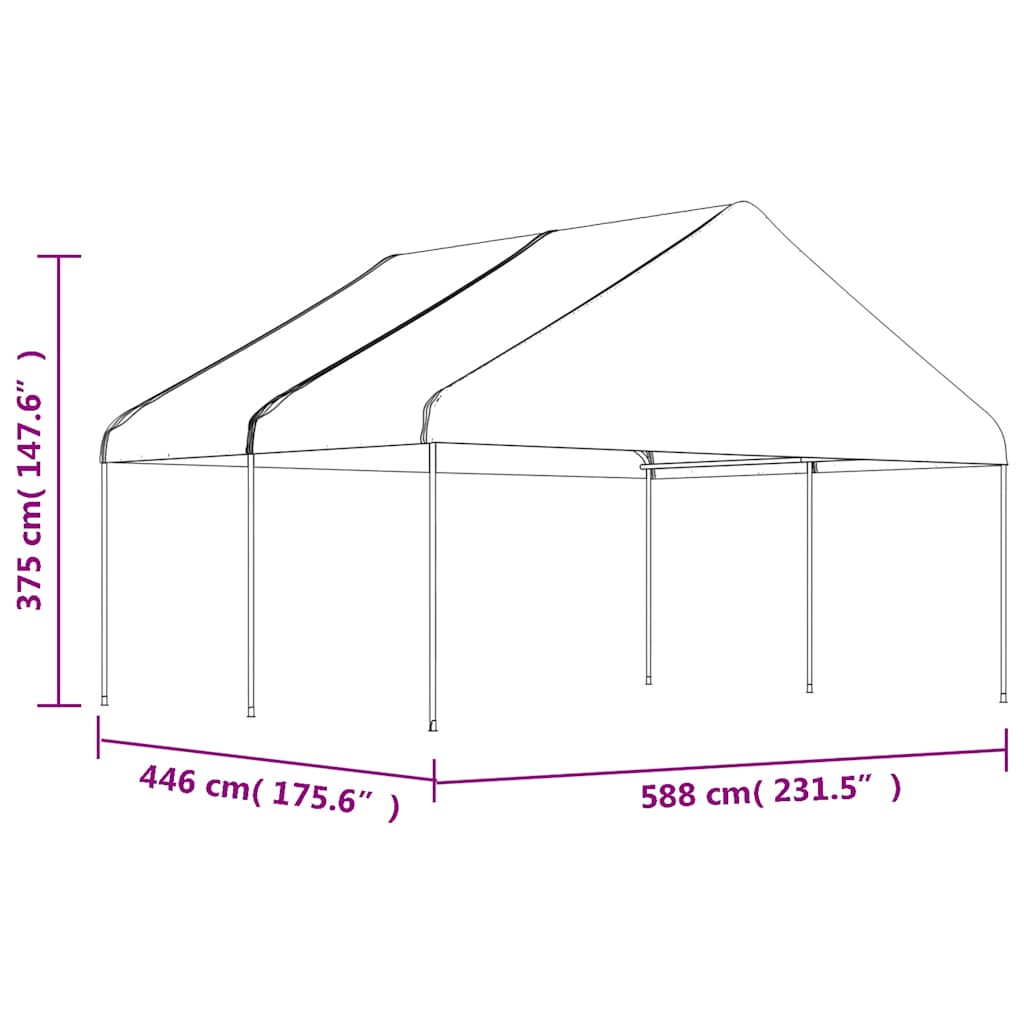 vidaXL Gazebo with Roof White 4,46x5,88x3,75 m Polyethylene 5
