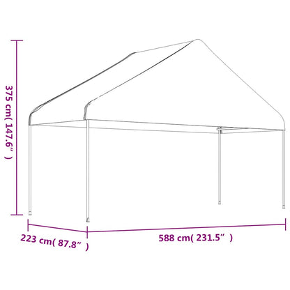 vidaXL Gazebo with Roof White 4,46x5,88x3,75 m Polyethylene 6