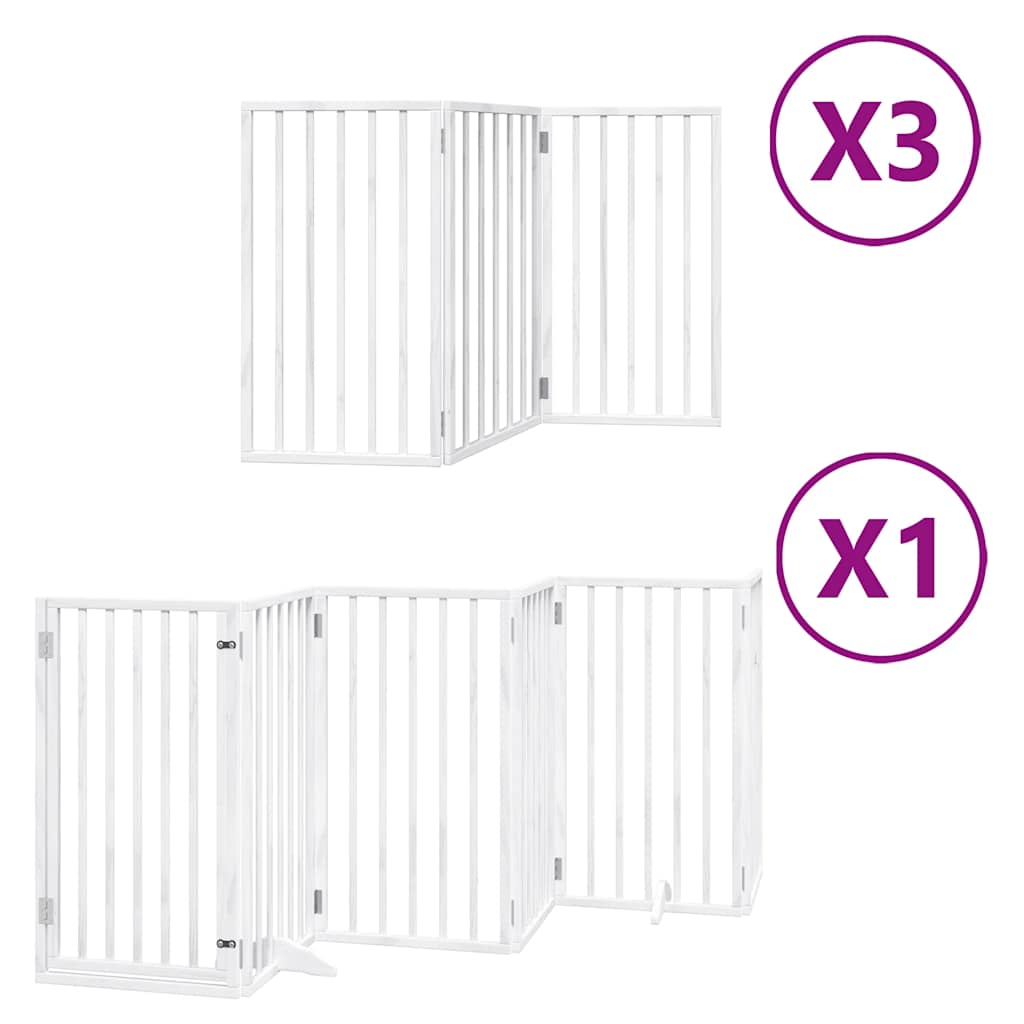 vidaXL Dog Gate with Door Foldable 15 Panels White 750 cm Poplar Wood 2