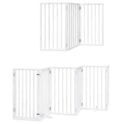 vidaXL Dog Gate with Door Foldable 15 Panels White 750 cm Poplar Wood 3