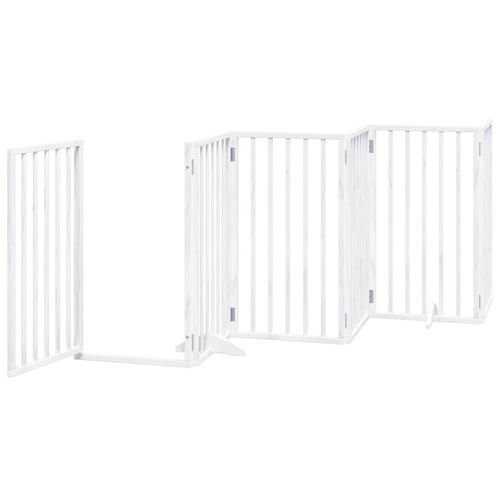 vidaXL Dog Gate with Door Foldable 15 Panels White 750 cm Poplar Wood 5